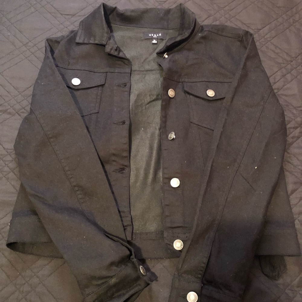 Black denim jacket women size xl